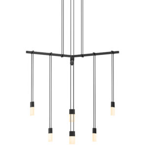 Suspenders 1-Tier Tri-Bar Pendant with Chicklet Luminaires