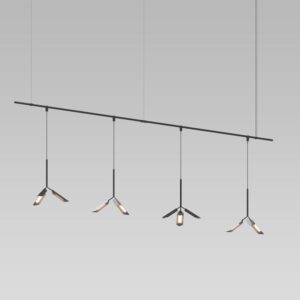 Suspenders Linear Pendant with Leaf Luminaires