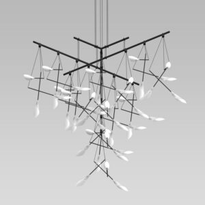 Suspenders 4-Tier Tri-Bar Chandelier with Calla Luminaires