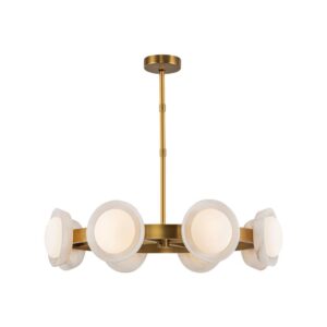 Alonso 37-in Vintage Brass/Alabaster LED Chandeliers