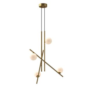 Amara 32-in Brushed Gold/Glossy Opal Glass LED Chandeliers