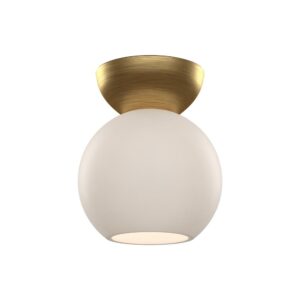 Arcadia 6-in Brushed Gold/Opal Glass 1 Light Semi Flush Mount