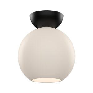 Arcadia 8-in Black/Opal Glass 1 Light Semi Flush Mount