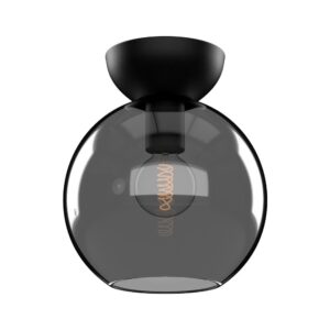 Arcadia 8-in Black/Smoked 1 Light Semi Flush Mount