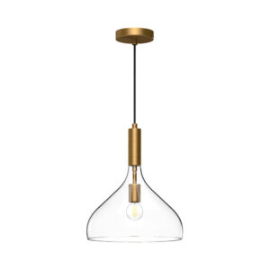 Belleview 12-in Aged Gold/Clear Glass 1 Light Pendant