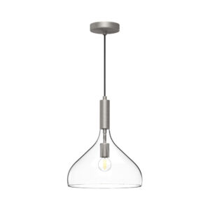 Belleview 12-in Brushed Nickel/Clear Glass 1 Light Pendant
