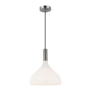 Belleview 12-in Brushed Nickel/Opal Glass 1 Light Pendant
