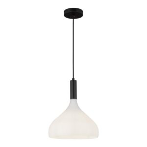 Belleview 12-in Matte Black/Opal Glass 1 Light Pendant