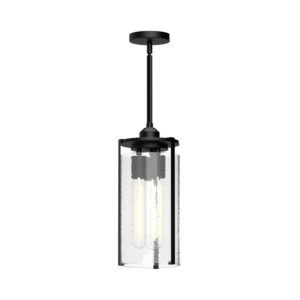 Belmont 5-in Clear Water Glass/Matte Black 1 Light Pendant