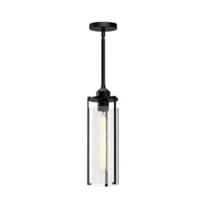 Belmont 7-in Clear Water Glass/Matte Black 3 Lights Pendant