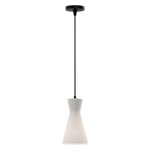 Betty 6-in Matte Black/Opal Glass 1 Light Pendant