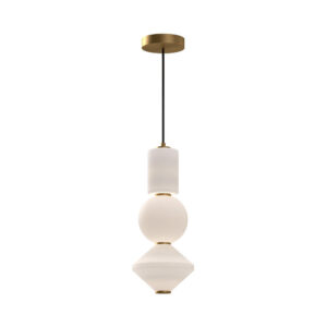 Bijou 8-in Aged Gold/Opal Matte Glass LED Pendant