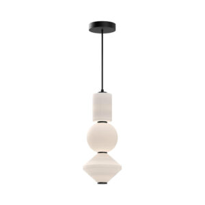 Bijou 8-in Matte Black/Opal Matte Glass LED Pendant