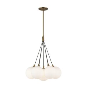 Bolla 16-in Brushed Gold/Opal Glass LED Chandelier