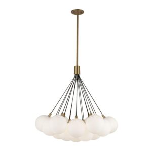 Bolla 28-in Brushed Gold/Opal Glass LED Chandelier