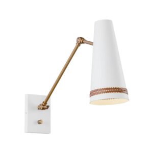 Brickell 5-in Matte White/Hazelnut Leather 1 Light Wall/Vanity
