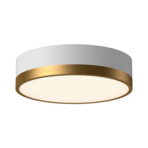Brisbane 16-in Aged Gold/White 3 Lights Flush Mount