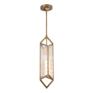 Cairo 19-in Ribbed Glass/Vintage Brass 1 Light Pendant
