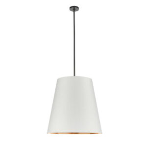 Calor 25-in Urban Bronze/White Linen With Gold Parchment 3 Lights Pendant