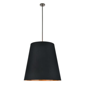 Calor 30-in Black Linen With Gold Parchment/Urban Bronze 3 Lights Pendant