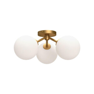 Cassia 17-in Aged Gold/Opal Matte Glass 3 Lights Semi Flush Mount