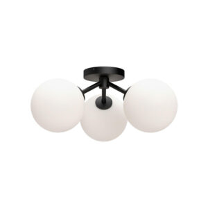 Cassia 17-in Matte Black/Opal Matte Glass 3 Lights Semi Flush Mount
