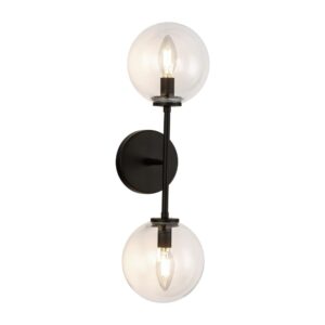 Cassia 20-in Matte Black/Clear Glass 2 Lights Wall Vanity