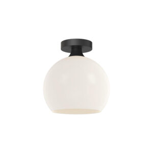 Castilla 10-in Matte Black/Opal Matte Glass 1 Light Flush Mount