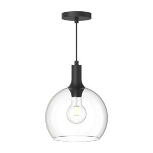 Castilla 10-in Clear Glass/Matte Black 1 Light Pendant