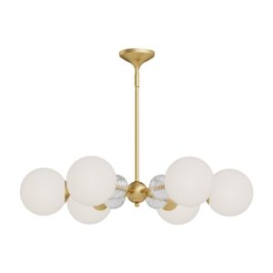 Celia 30-in Brushed Gold/Opal Glass 6 Lights Chandeliers