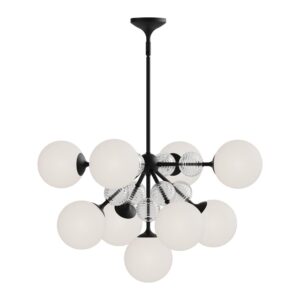 Celia 31-in Matte Black/Opal Glass 9 Lights Chandeliers