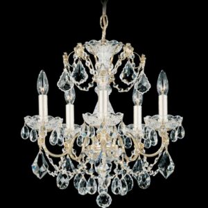 Century 5 Light 120V Chandelier in Antique Silver with Heritage Handcut Crystal