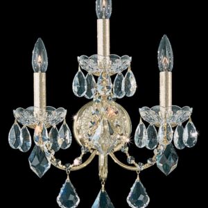 Century 3 Light 120V Wall Sconce in Antique Silver with Heritage Handcut Crystal