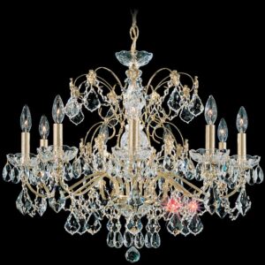 Century 9 Light 120V Chandelier in Antique Silver with Heritage Handcut Crystal
