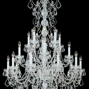 Century 20 Light 120V Chandelier in Antique Silver with Heritage Handcut Crystal