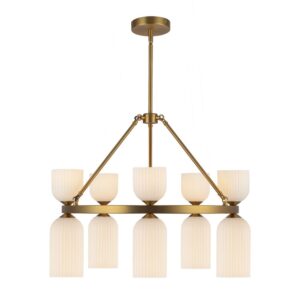 Nelly 26-in Brushed Gold/Glossy Ribbed Opal Glass Socket Chandelier