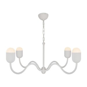 Effie 39-in Antique White/Opal Glass Socket Chandelier