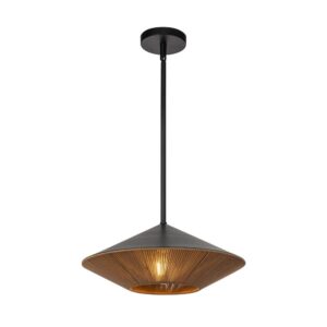 Daphne 15-in Matte Black/Brown Cotton Rope 1 Light Pendant