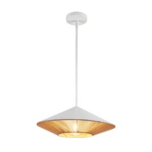 Daphne 15-in White/Brown Cotton Rope 1 Light Pendant
