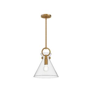 Emerson 11-in Aged Gold/Clear 1 Light Pendant