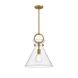 Emerson 14-in Aged Gold/Clear 1 Light Pendant