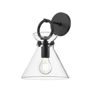 Emerson 9-in Matte Black/Clear Glass 1 Light Wall/Vanity