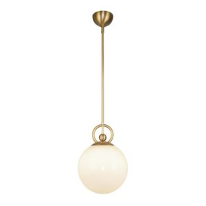 Fiore 10-in Brushed Gold/Glossy Opal Glass 1 Light Pendant