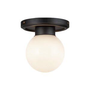 Fiore 6-in Matte Black/Glossy Opal Glass 1 Light Semi-Flush
