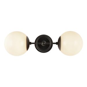 Fiore 18-in Matte Black/Glossy Opal Glass 2 Lights Wall Vanity