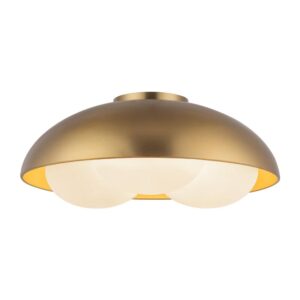 Robyn 16-in Brushed Gold/Opal Glass Socket Flush Mount