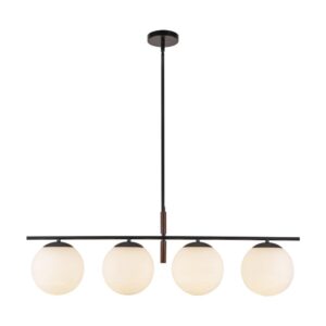 Zuri 37-in Matte Black/Opal Glass Socket Linear Pendant