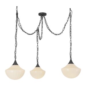Farrah 3-Light Matte Black/Glossy Ribbed Opal Glass Socket Multi Pendant