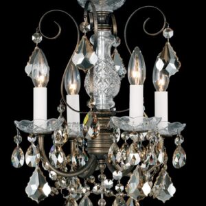 New Orleans 4 Light 120V Chandelier in Antique Silver with Heritage Handcut Crystal