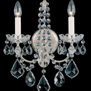 New Orleans 2 Light 120V Wall Sconce in Antique Silver with Clear Crystals from Swarovski